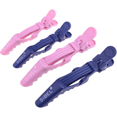Klipsy do vlasov Sibel Gator - 9 cm, 11 cm, ružové/tmavo modré, 4 ks