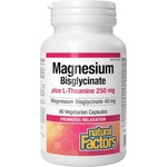 Natural Factors Magnesium Bisglycinate 40 plus L-Theanine 250 mg, 90 Capsules