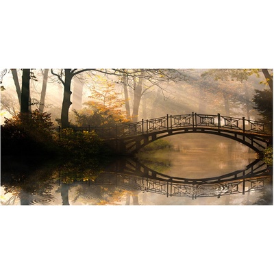 Foto obraz sklo tvrzené Starý most jeseň 100x50 cm