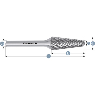 Karnasch 114049017 | L (KEL) - Kužeľová zaoblená fréza HP-8 10,0x20x6-65/14° mm, nepovlakované