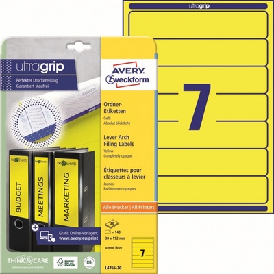 Avery Zweckform 20 listů, A4, žluté L4765-20