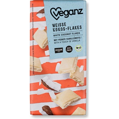 Veganza Biela čokoláda s kokosovými lupienkami BIO 80 g