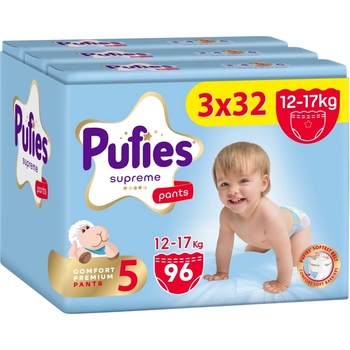 pufies Пелени гащи Pufies Supreme - Размер 5 Junior, 96 броя, 12-17 kg, 3 x Value Pack (54000279)