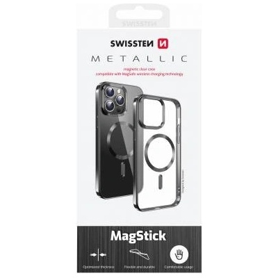 Pouzdro Swissten Clear Jelly MagStick Metallic PRO iPhone 15 černé;