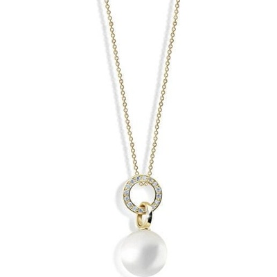 Cutie Jewellery Pôvabný perlový prívesok zo žltého zlata so zirkónmi Z6303 3123 40 X 1