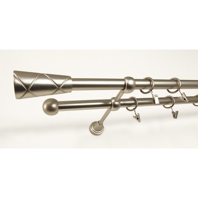 Garol Kovová garnýž Genua decorative dvouřadá stříbrná 200 cm