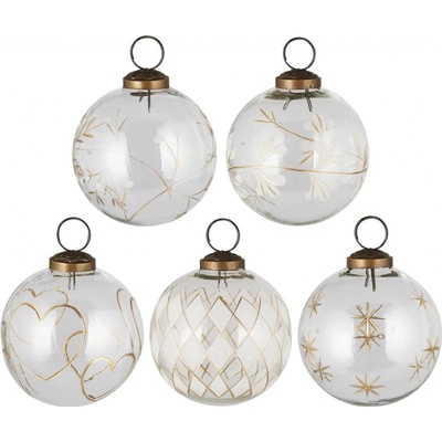 IB LAURSEN Vánoční ozdoba Clear Gold Engraving Typ B čirá barva sklo – Zboží Dáma