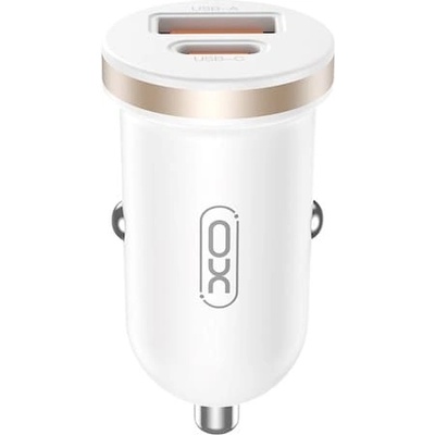 XO Зарядно за кола CC56, PD 30W QC, 1xUSB 1xUSB-C, бяло - XO
