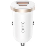 XO Зарядно за кола CC56, PD 30W QC, 1xUSB 1xUSB-C, бяло - XO