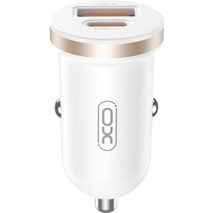 XO Зарядно за кола CC56, PD 30W QC, 1xUSB 1xUSB-C, бяло - XO