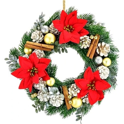 DOMMIO Vánoční věnec s ponsetií a skořicí 35 cm – Zbozi.Blesk.cz