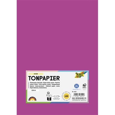folia Цветна хартия a4, 130 г, 100 листа, folia, тъмнорозова 6421 (6421)