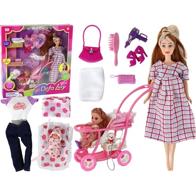 LEANToys Tehotná bábika Lucy s dcérkou a doplnkami