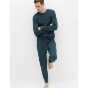 Marks & Spencer Домашен суитшърт от чист памук с вафлена текстура Marks & Spencer синьо Marks & Spencer | Sin | МЪЖЕ | S