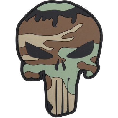 Gumová nášivka 101 Inc Punisher Head - woodland