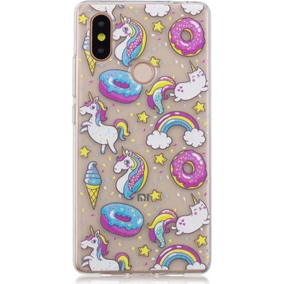 Pouzdro JustKing plastové jednorožci a donuty Xiaomi Mi 8 - čiré
