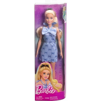 Barbie Fashionistas v modrej sukni s mašličkami