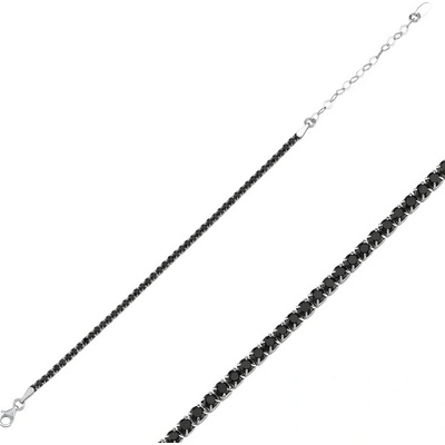 Olivie strieborný tenisový náramok BLACK 7340