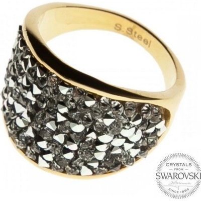 Aktual Zlacený ocelový prsten s krystaly Crystals from Swarovski Crystal LV1002 CAL