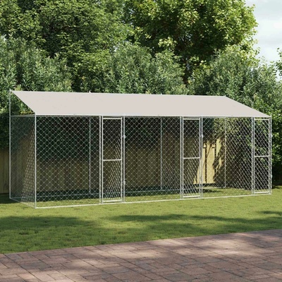 vidaXL Klec pro psy se střechou 600 x 200 x 256 cm ocel a PE stříbrná 9799.3368299