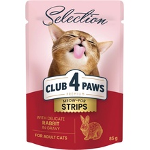 CLUB 4 PAWS Premium Plus pre mačky prúžky s kralikom v omačke 85 g