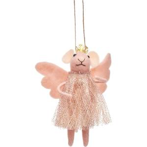 Sass & Belle Текстилна ръчно изработена коледна украса 13 cm Pink Princess Fairy Mouse - Sass & Belle (HOBXM176)
