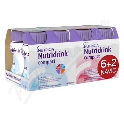NUTRIDRINK COMPACT S PŘÍCHUTÍ NEUTRÁLNÍ 4X125ML + JAHODOVOU POR SOL 4X125ML – Zboží Mobilmania
