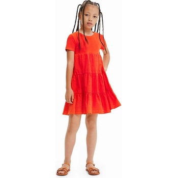Desigual dievčenské šaty midi, áčkový strih oranžová