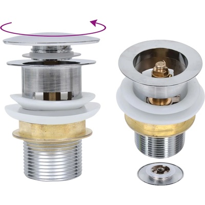 vidaXL Сифон клик-клак без преливник, сребрист, 6, 4x6, 4x9, 1 см (149064)