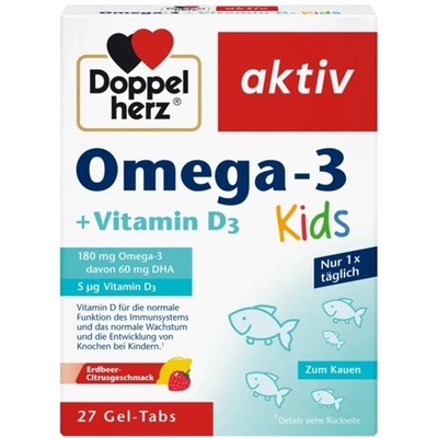 Doppelherz Aktiv Омега-3 + Витамин D3 За деца, 27 дъвчащи таблетки, Doppelherz (787951)