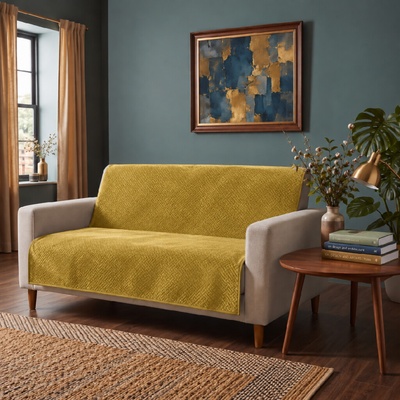 MyBestHome GOLD Přehoz na sedačku a pohovku LOISE hořčicový 170x210 cm