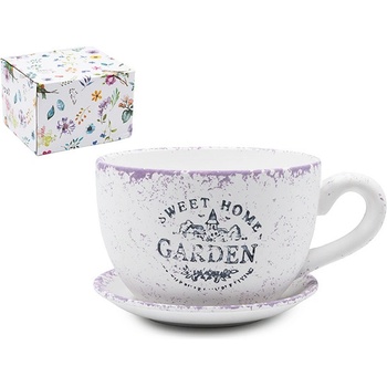 КАШПА ЧАША С ЧИНИЙКА garden ЛИЛАВО С БЯЛО (23484/1)