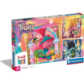 Clementoni - Puzzle 3x48 DreamWorks Trolls 3 Band Together - 40 - 99 piese