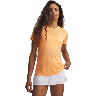 Under Armour Фланелка с къс ръкав Under Armour Women's Tech Solid Short Sleeve Performance Gym Top - Orange/White