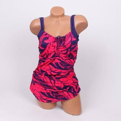 Цял макси бански в тъмносиньо и червено - чашка d/e