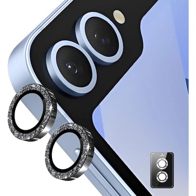GKK Протектор за Камерата на Samsung Z Flip 7, Cam Lens Glitter Glass, Черен (5966040240133)