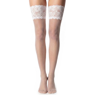 Glamory luxusní samodržící punčochy Comfort 20 DEN s vysokým krajkovým lemem white
