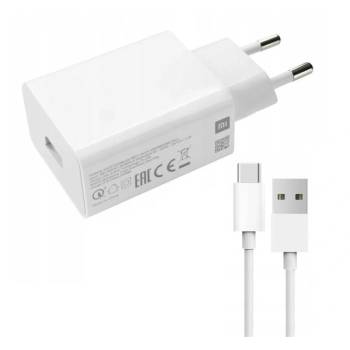 Xiaomi захранващо зарядно usb гнездо, 22.5w, бързо зарядно + кабел type-c, бяло, насипно (MDY-11-EP / LB4173U0324503(D))