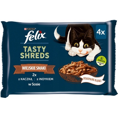 Felix Tasty Shreds morka kačica v omáčke 4 x 80 g
