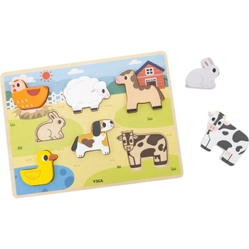 Viga Toys Релефен пъзел Viga Toys - Ферма (44702)