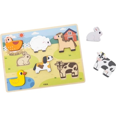 Viga Toys Релефен пъзел Viga Toys - Ферма (44702)