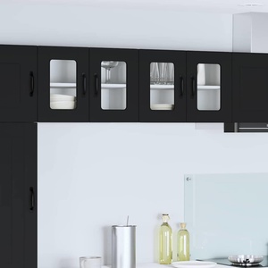 vidaXL Стенен стъклен шкаф PORTO Черно 60 x 31 x 40 см (885317)