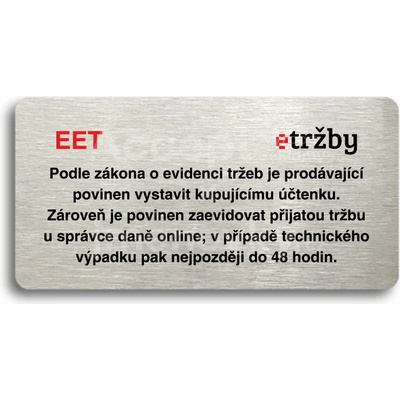 ACCEPT Piktogram EET - běžný režim - stříbrná tabulka - barevný tisk bez rámečku
