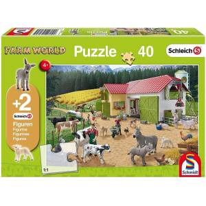 Schmidt Spiele Пъзел Schmidt 40 части Ден във фермата с 2 фигурки 56189