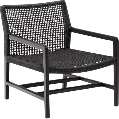 Kave Home Sabolla s výpletem Černé teakové zahradní křeslo