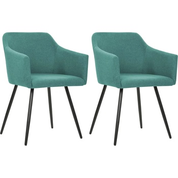 vidaXL Трапезни столове, 2 бр, зелени, текстил (247070)