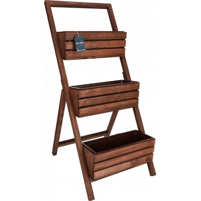 Rojaplast 2694 Dřevěný poličkový schůdkový květináč hnědý – Zboží Dáma