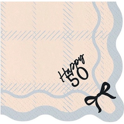 PartyDeco Ubrousky papírové Happy 50 33x33cm 12ks
