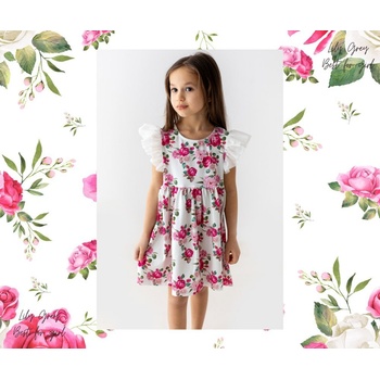 Lily Grey dívčí šaty s tylovým rukávem kytice