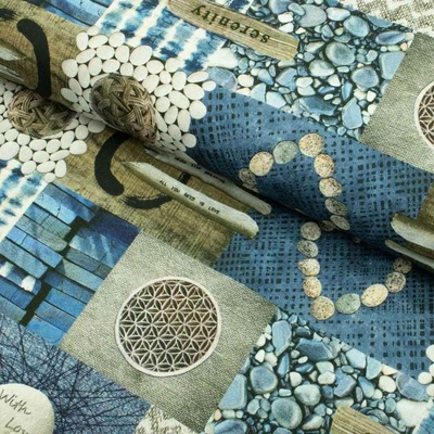 Bavlna digital - Patchwork kameny